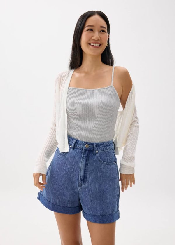 High Waist Denim A-line Shorts - Image 4