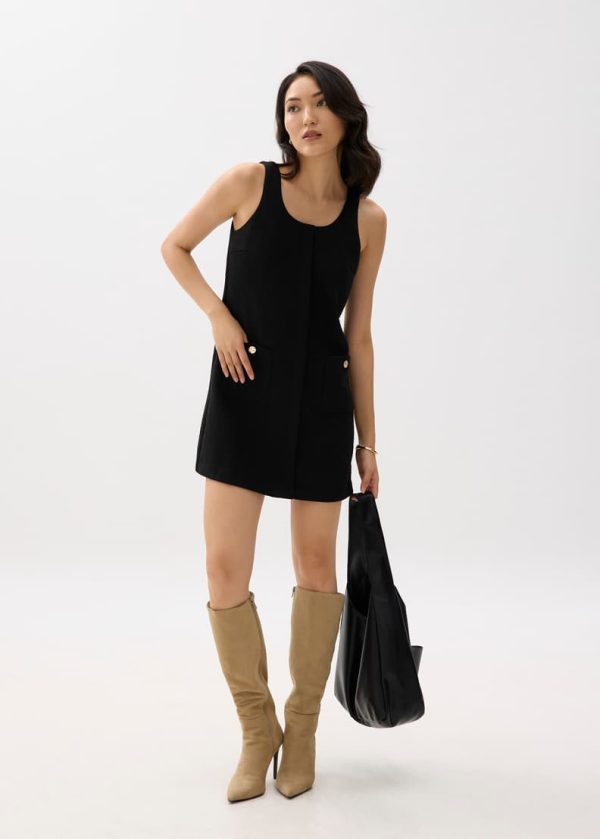 Tweed Scoop Neck Shift Mini Dress - Image 3