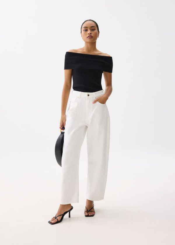 Fitted Off Shoulder Knit Top - Image 3