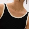 Contrast Knit V-neck Fitted Crop Top - Image 3