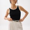 Contrast Knit V-neck Fitted Crop Top - Image 2