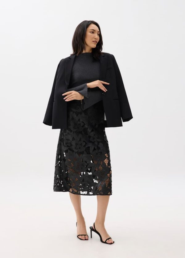 Leather Lace A-line Midaxi Skirt - Image 3