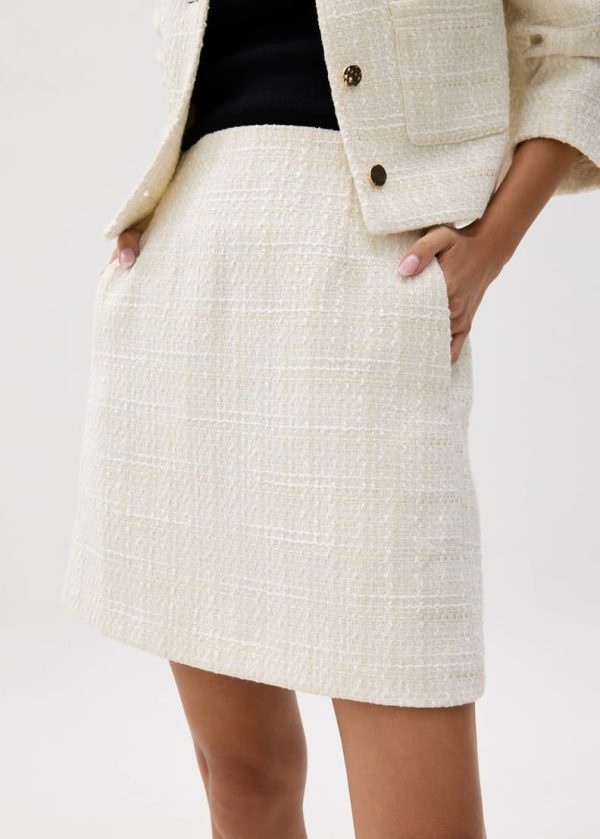 Elastic Tweed Mini Skirt - Image 4