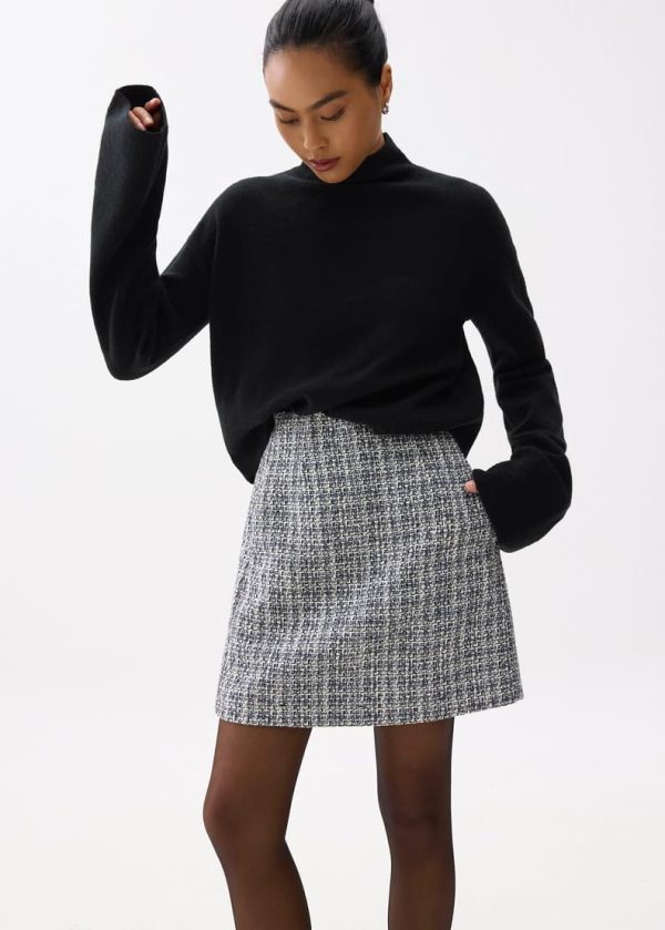 Elastic Tweed Mini Skirt