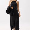 Padded Satin Halter Neck Maxi Dress - Image 3