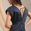 Striped V-neck Column Midaxi Dress - Image 4