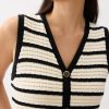 Striped Knit V-neck Column Midi Dress - Image 4