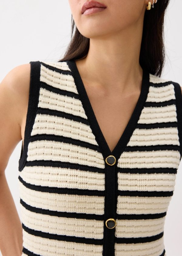 Striped Knit V-neck Column Midi Dress - Image 4