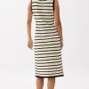 Striped Knit V-neck Column Midi Dress - Image 2