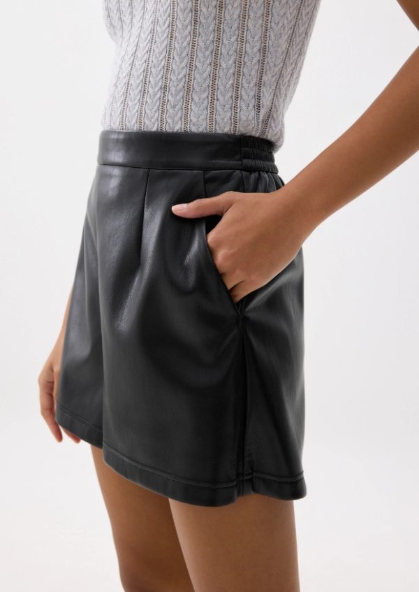 Leather High Waist A-line Shorts - Image 2